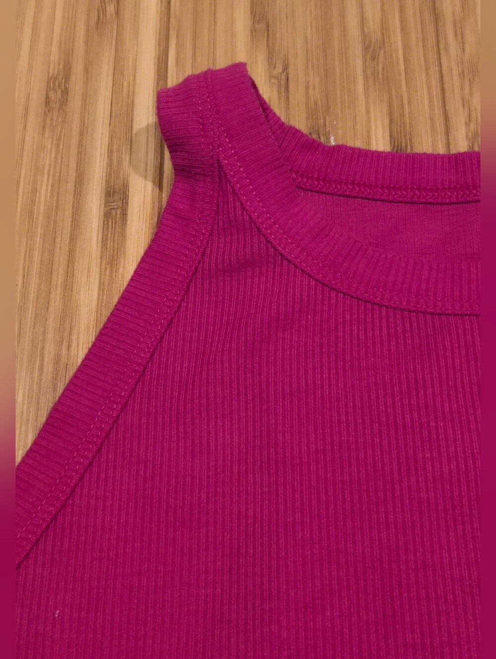 All In Motion Magenta Ribbed High-Neck Tank Top - Picture 3 of 5